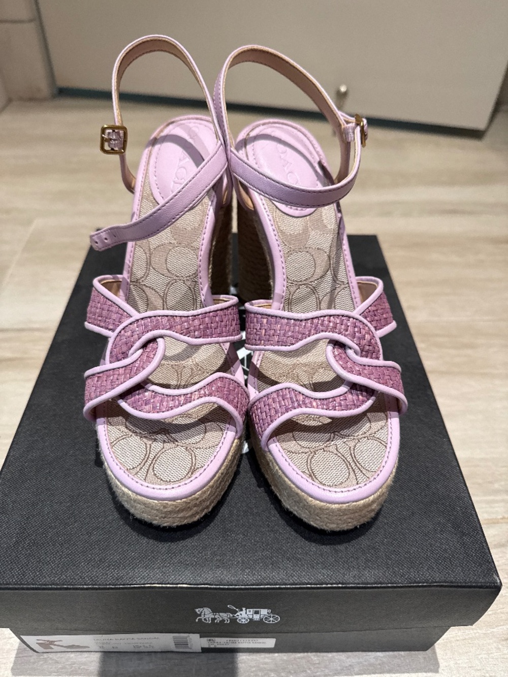 Coach Talina Platform Espadrille Raffia Sandals Size 8